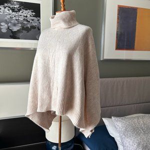 Contemporaine Par Simons Ribbed Turtleneck Poncho in Cream NWOT XS/S   - Y705